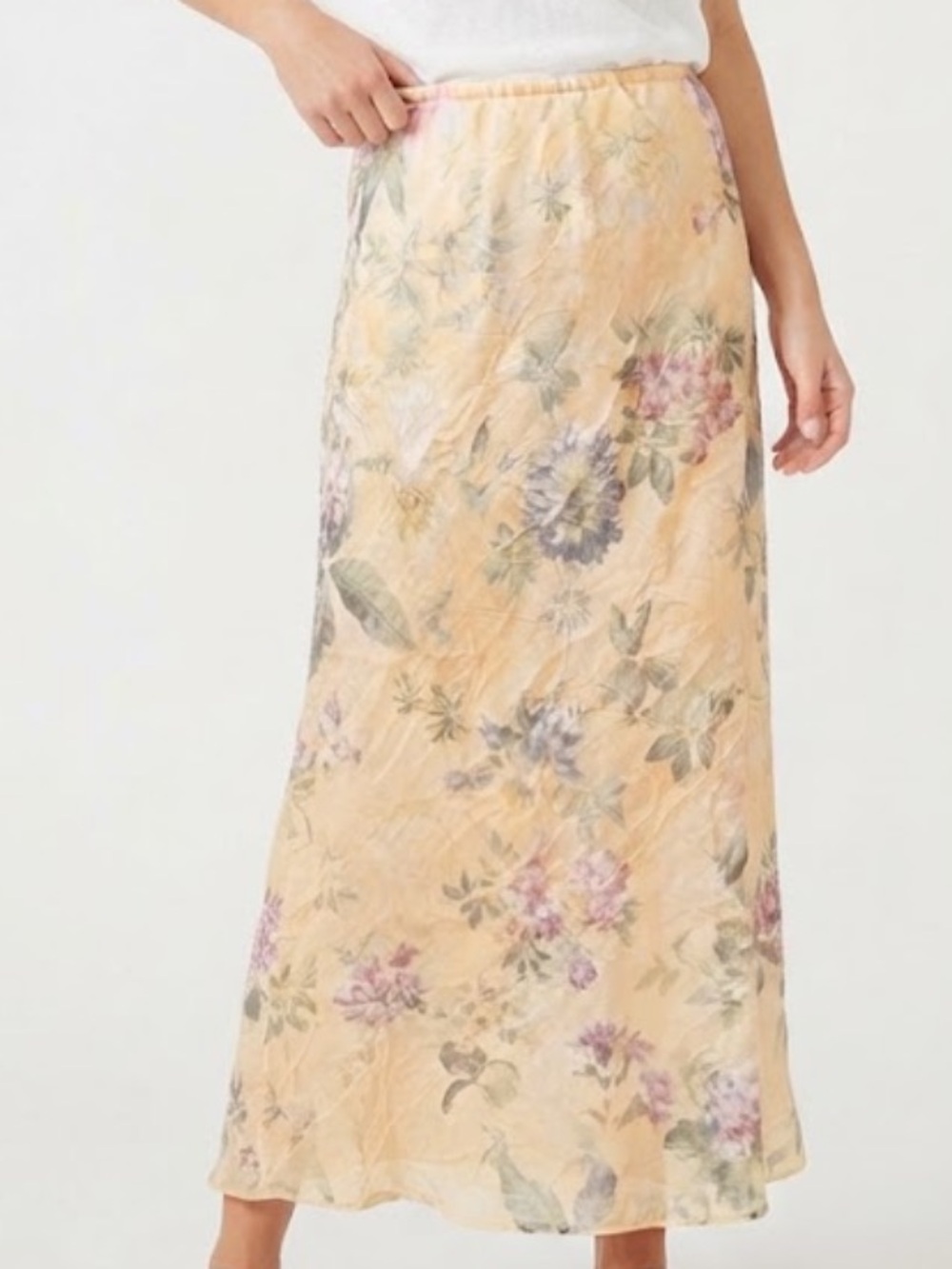 Coldwater Creek Vintage Women’s Peach Floral Maxi Skirt Size 12P